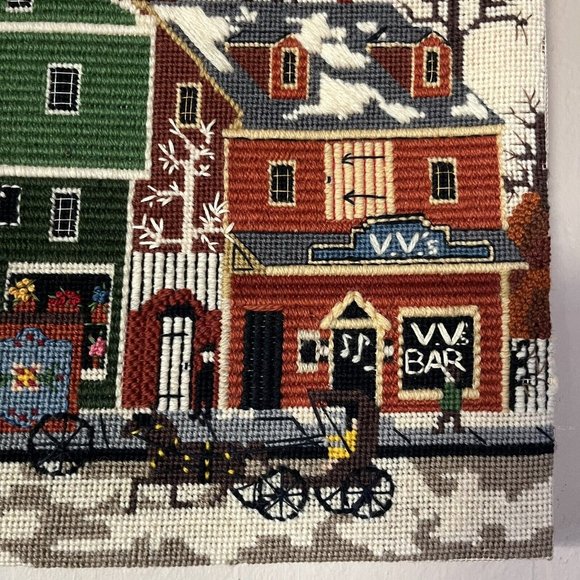 Vintage 1984 Main Street Store Front Needlepoint Handmade Cross Stitch Completed - Picture 5 of 16